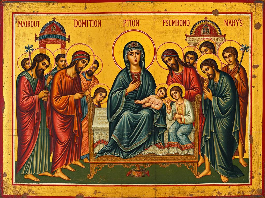 Starożytna ikona przedstawiająca Wniebowzięcie Najświętszej Maryi Panny
